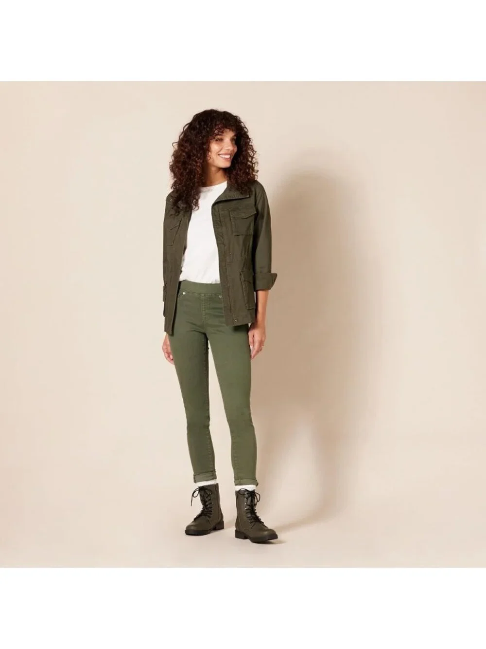 Women's Green Thermoplastic Lace Up Platform Side Zipper Lug Sole Ankle Booties